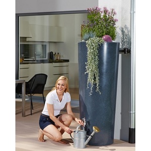 Réservoir eau de pluie Stone 2 en 1 de 350L avec bac à plantes intégré Lava (Anthracite)